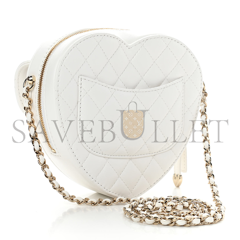 CHANEL HEART BAG LAMBSKIN IN LIGHT WHITE AS5764 (18*18*5.5cm)